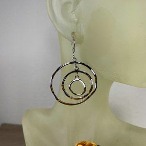 NEW Sterling Silver (not plated) 3 Circle Dangling Earrings